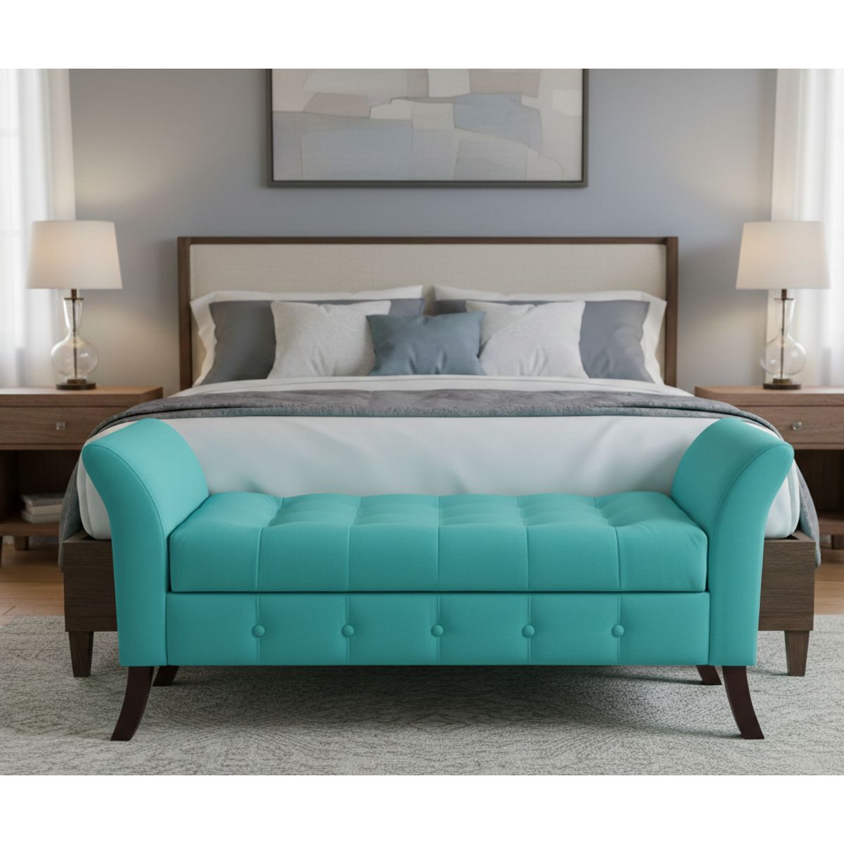 GENERICO - Banqueta Baúl Regatta Color Turquesa