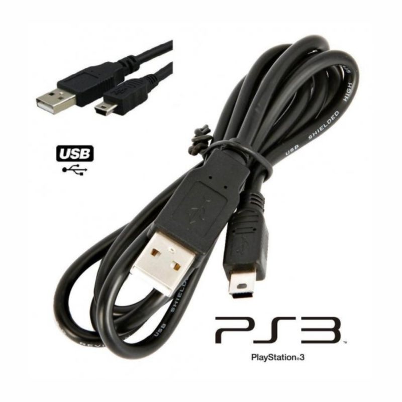 GENERICO - Cable V3 a USB para Carga y Datos Mando Playstation 3  1.5 metros