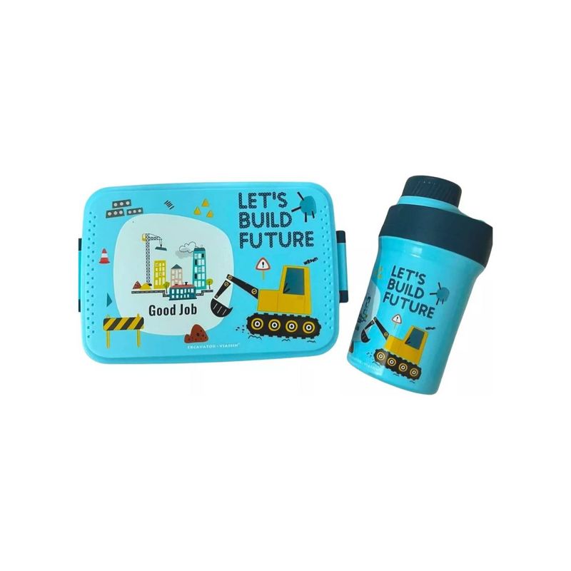 GENERICO - Lonchera Fiambrera Set Para Niños Infantil con Botella Azul