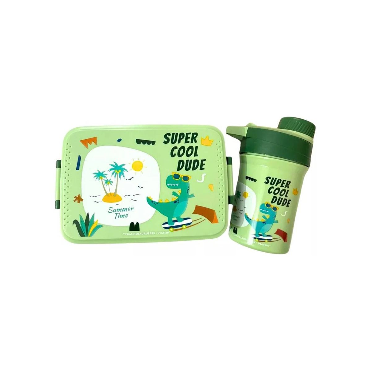 GENERICO - Lonchera Fiambrera Set Para Niños Infantil con Botella Verde