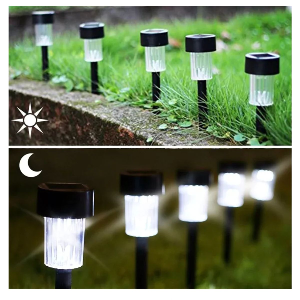 GENERICO - Pack 10 Faroles Tipo Estacas Solares Jardin-patio Led Blanca