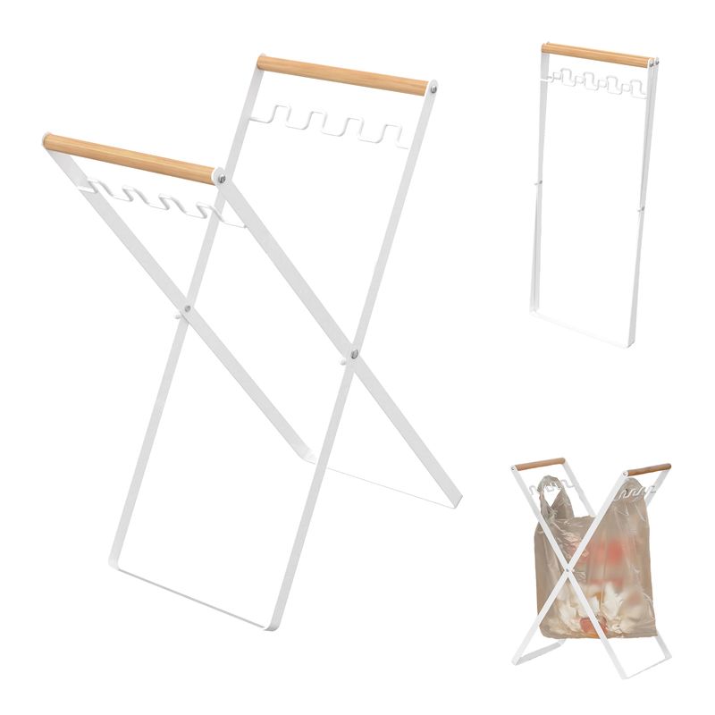 AIZO - Blanco basurero De Hierro Portátil Plegable Exterior O Hogar
