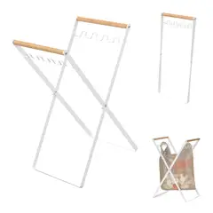 AIZO - Blanco basurero De Hierro Portátil Plegable Exterior O Hogar