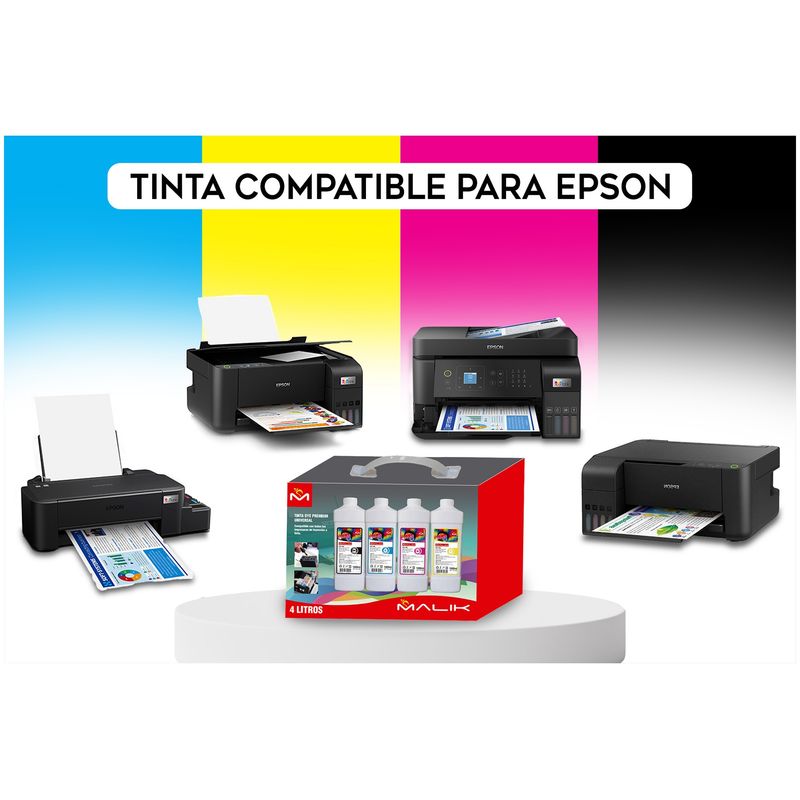 MALIK - Papel Glossy 210gm 50 hojas + 4 Litros para Epson L8160