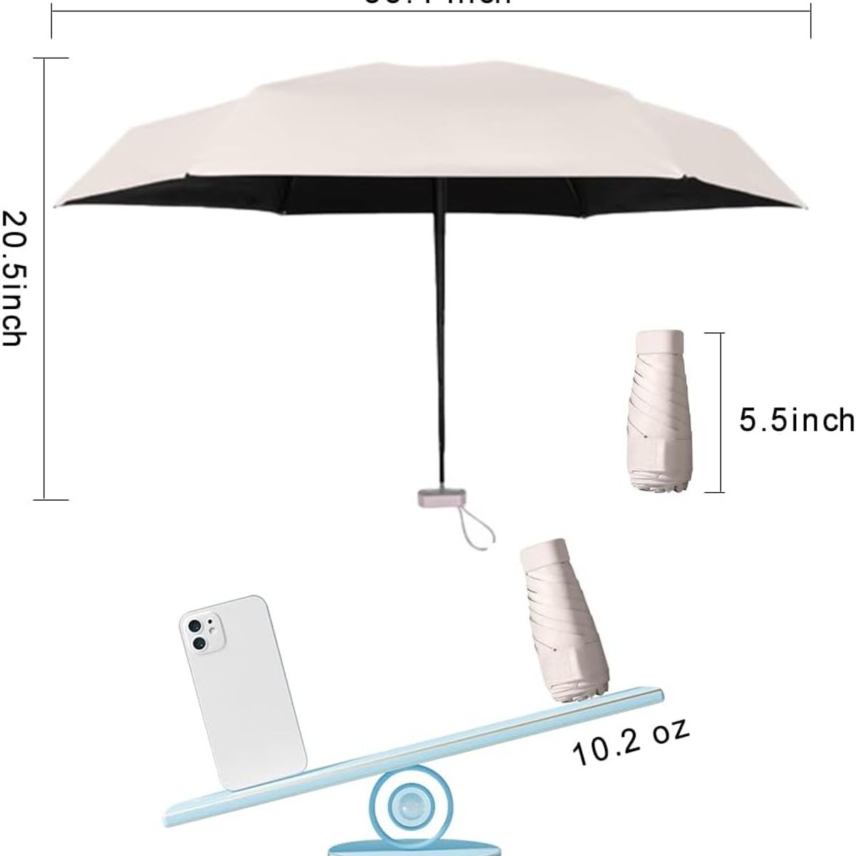 PAGANOOM - Mini sombrilla de viaje para bolso con estuche