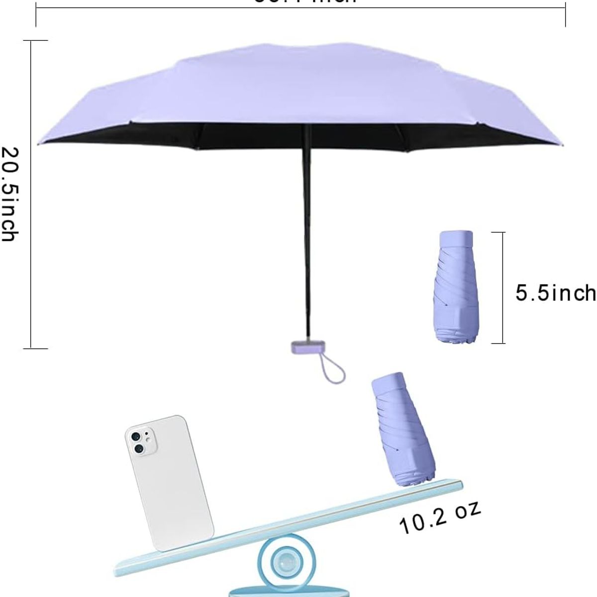 PAGANOOM - Mini sombrilla de viaje para bolso con estuche