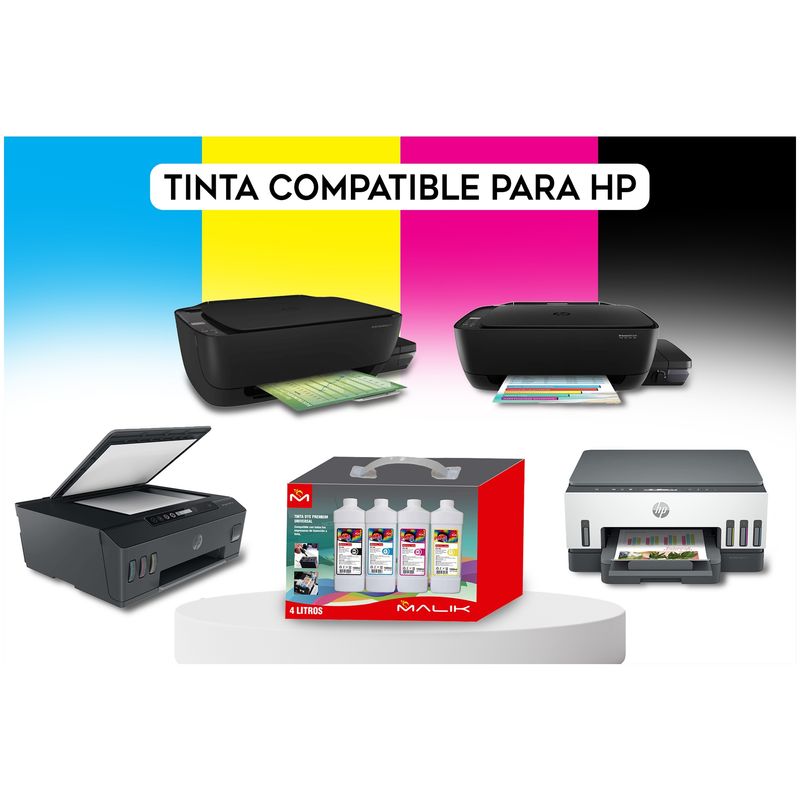 MALIK - Papel Glossy 210gm 50 hojas + 4 Litros para Hp ST 580