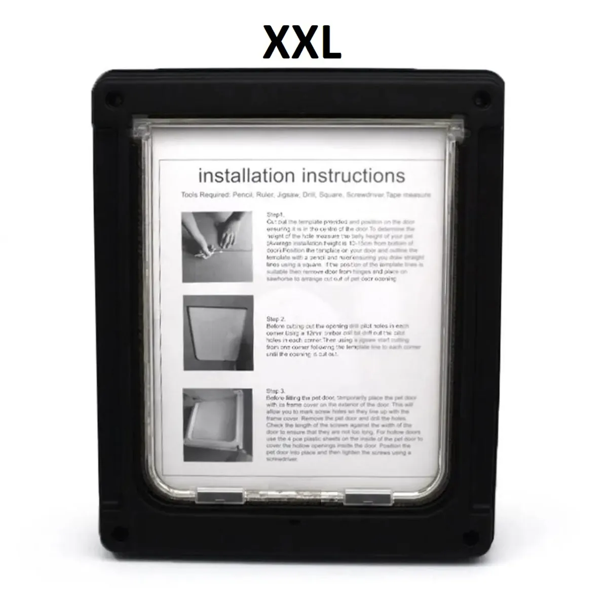 GENERICO - Puerta Xxl Negro Para Gato Perro Mascota, interno 37 x 29 Cm