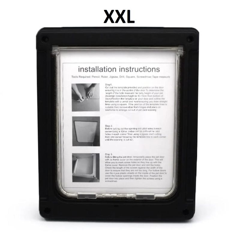 GENERICO - Puerta Xxl Negro Para Gato Perro Mascota, interno 37 x 29 Cm