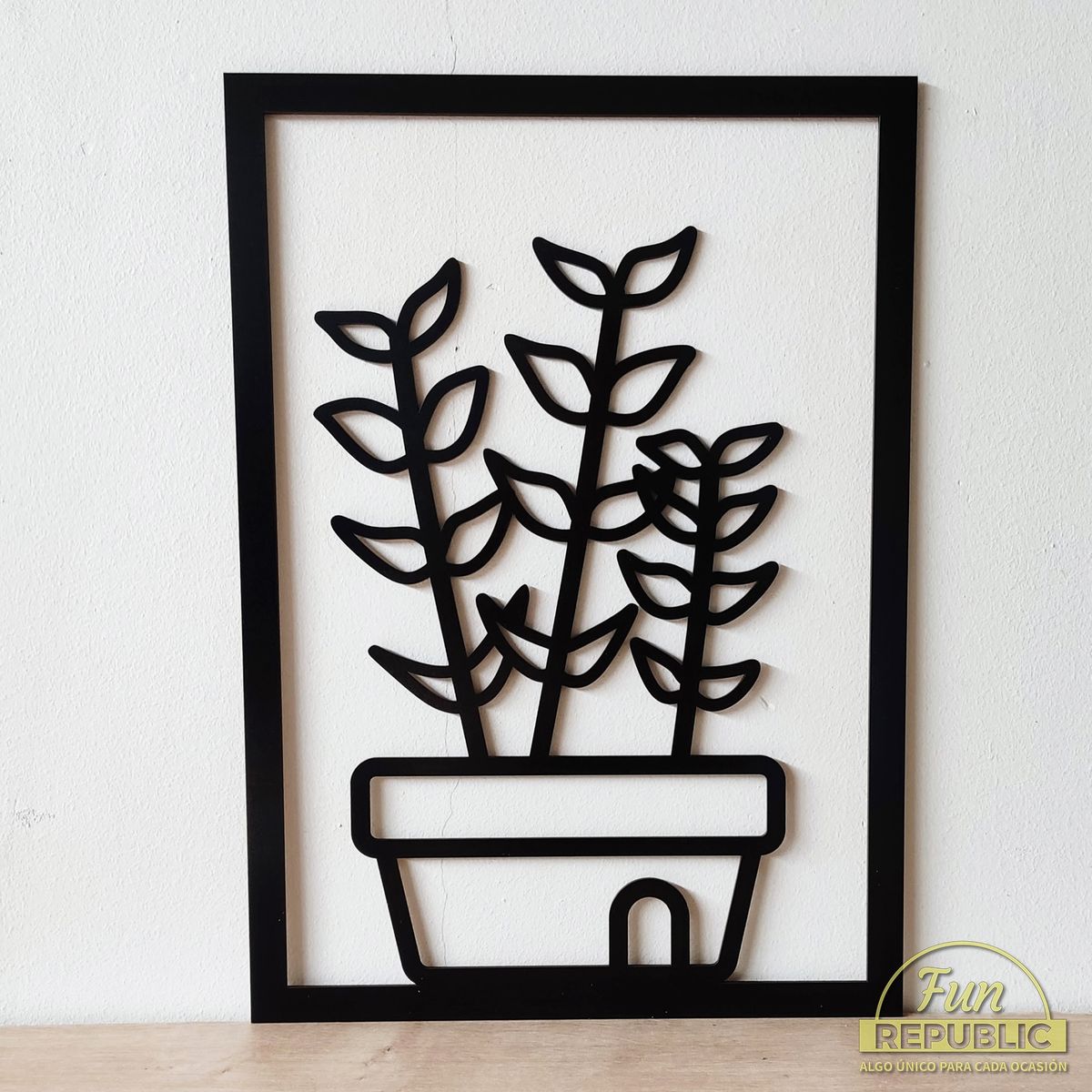 ELAB PROPIA - Set 3 Cuadros Decorativos Plantas 40cm x 28cm c.u. Madera Fun Republic