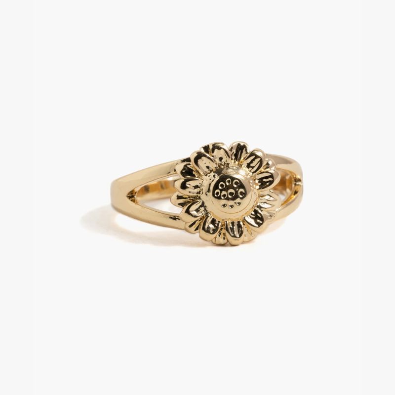 LOUNGE - Anillo Mujer Acero Inoxidable Flor S Dorado
