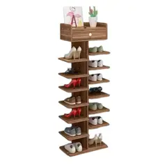 GENERICO - Zapatero Organizador Estante Zapatos 14 Pcs Hall Armario Madera Oscura