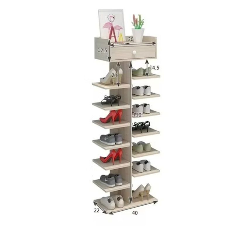 GENERICO - Zapatero Organizador Estante Zapatos 14 Pcs Hall Armario Madera Clara