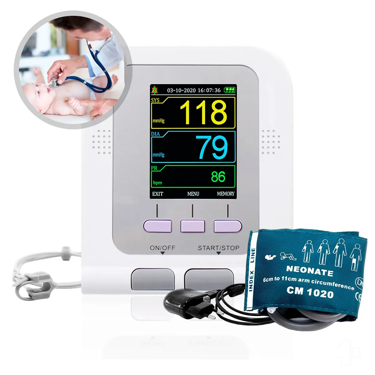 TOPMEDIC - Monitor Signos Vitales Contec 08a Spo2 Brazalete Neonatal