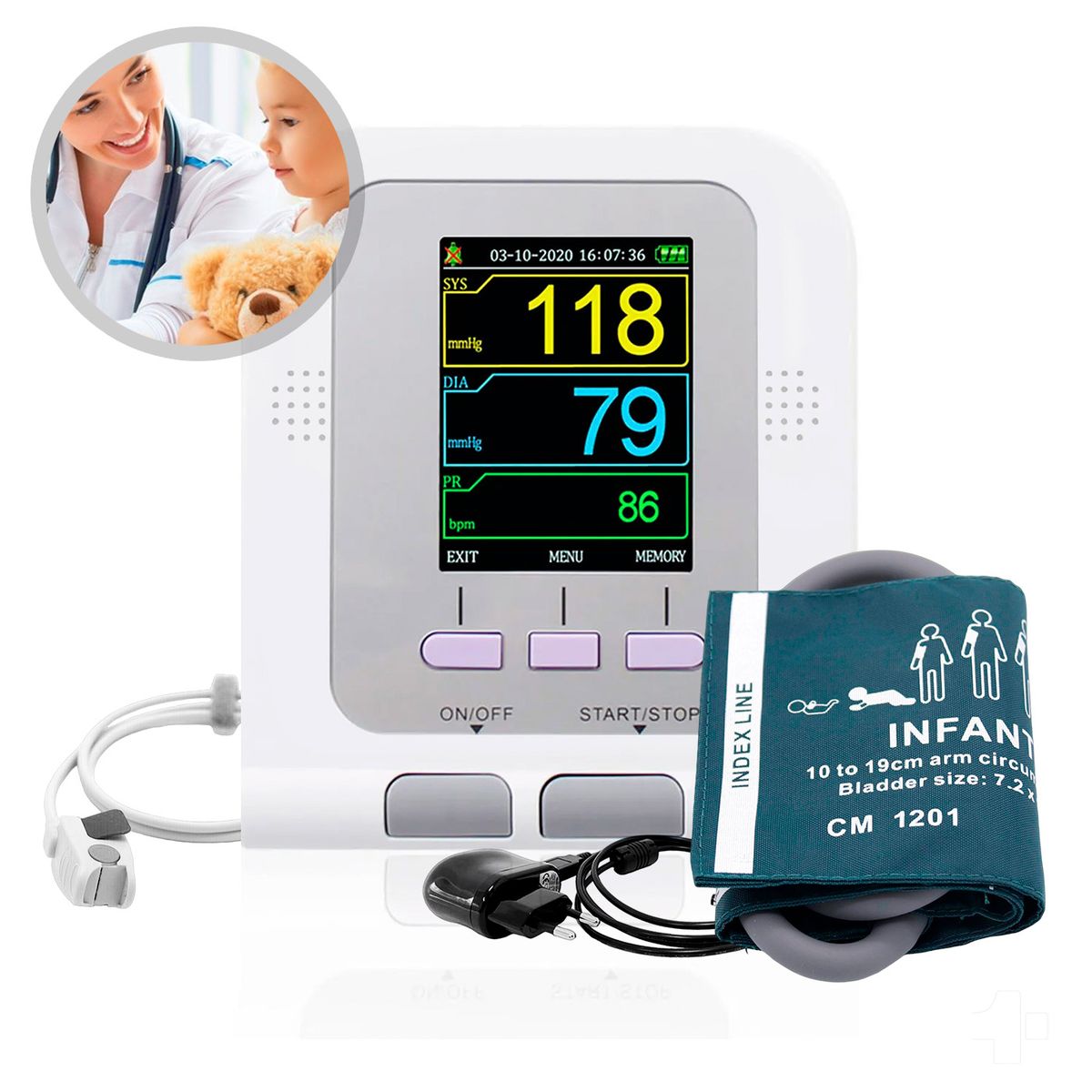 TOPMEDIC - Monitor Signos Vitales Contec 08a Spo2 Brazalete Pediátrico