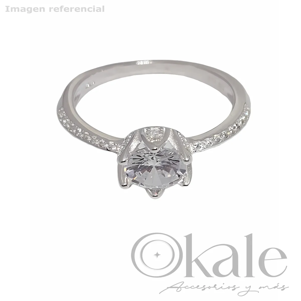 GENERICO - Hermoso Anillo Solitario De Cristal