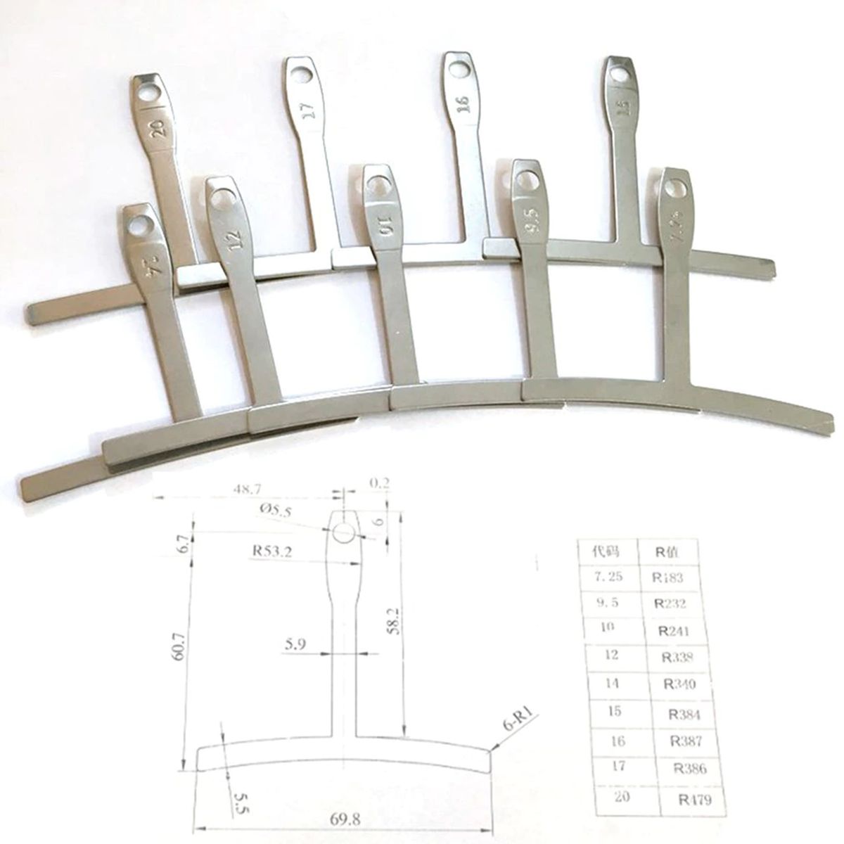 GENERICO - Kit De Medidores De Radio De Cuerda De Guitarra - Reglas T