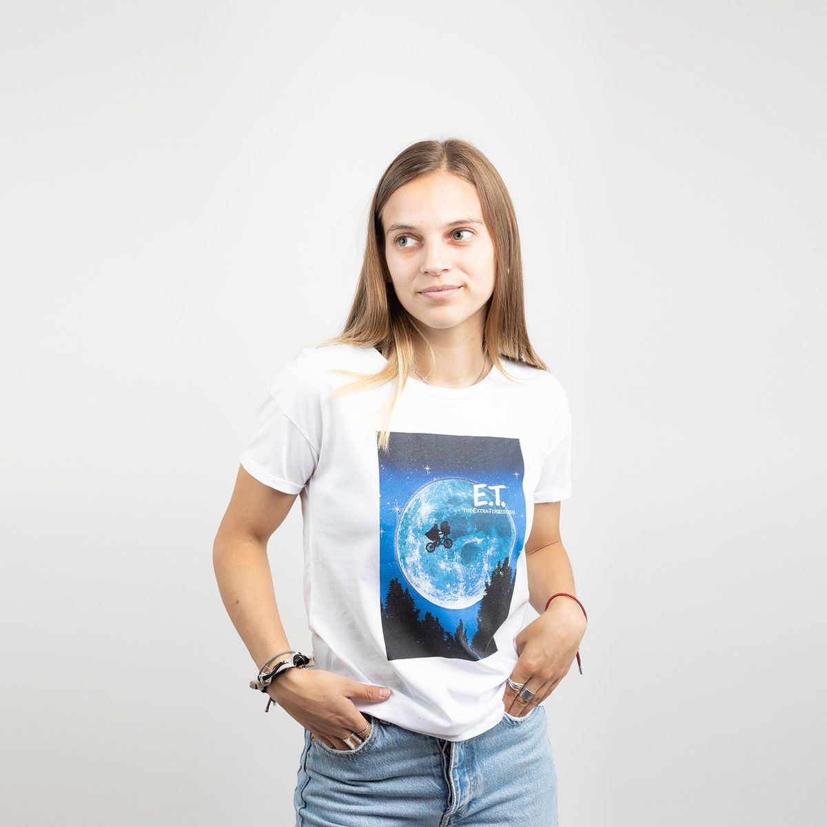 GENERICO - Polera Mc Mujer E.T Alien Blanco