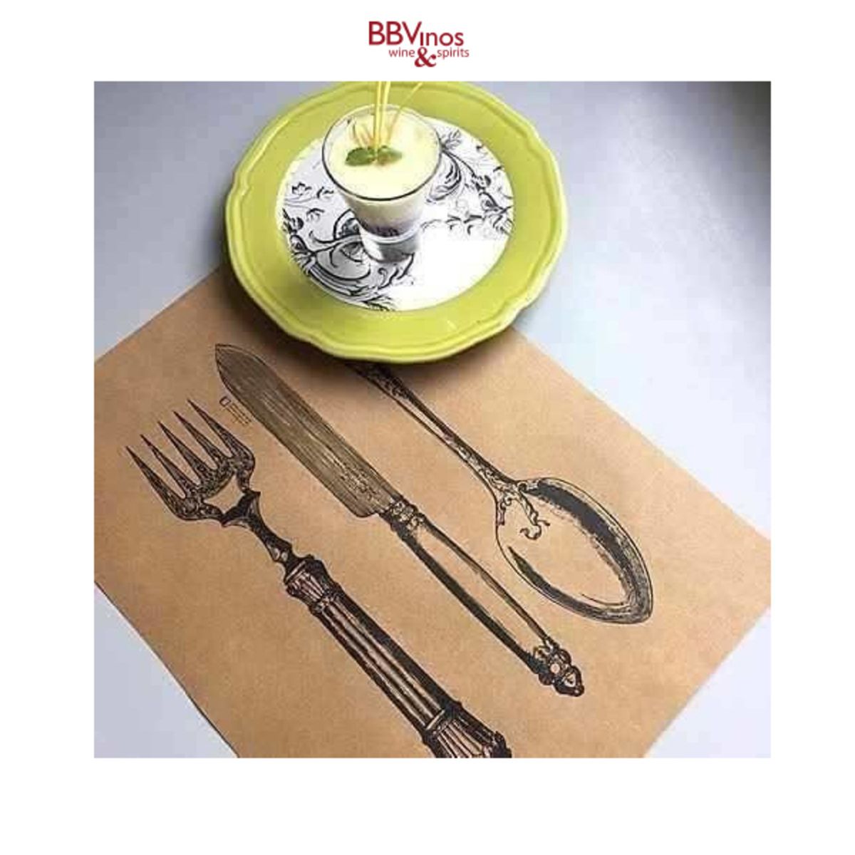 BBVINOS - 20 Individuales Desechables Papel Kraft, Cubiertos Horizontales