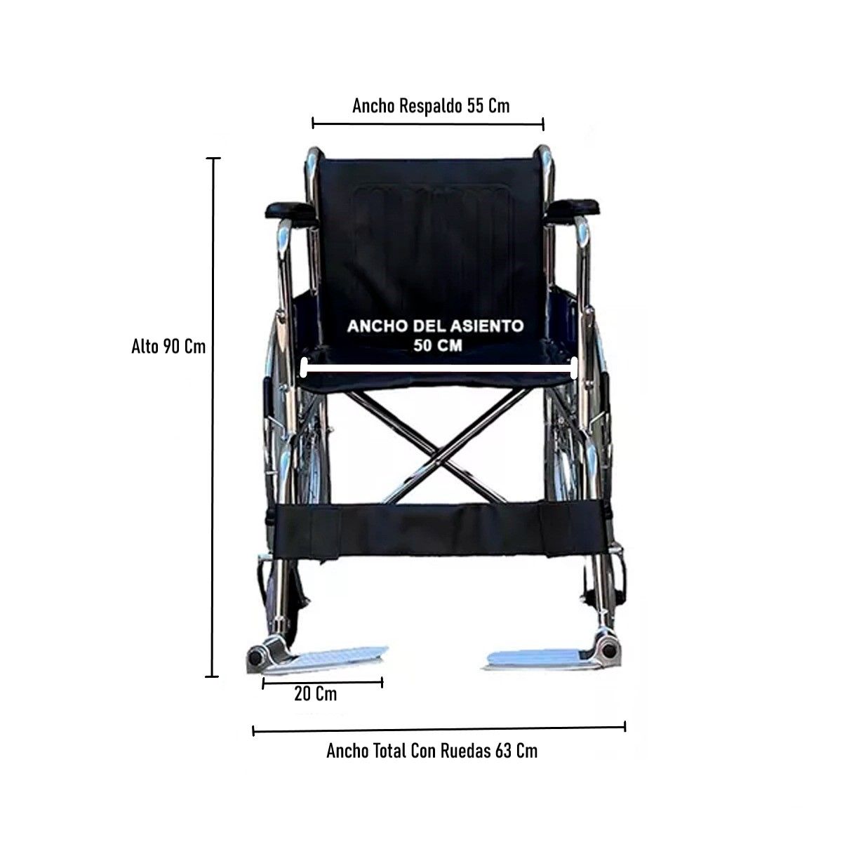 ONEDER - Silla De Ruedas Ruedas Macizas Plegable Cromada Oneder KJT601