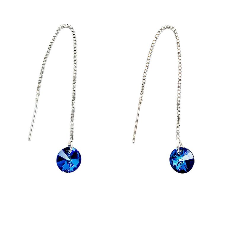 ANDREA COGGIOLA JOYAS - Aros Cristal Austriaco Azul Bermuda Colgante Plata Fina 925