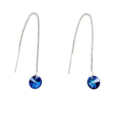 ANDREA COGGIOLA JOYAS - Aros Cristal Austriaco Azul Bermuda Colgante Plata Fina 925