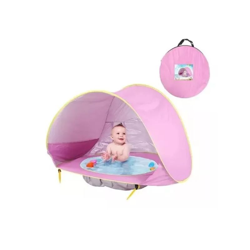 GENERICO - Carpa piscina para bebe 2 en 1 con Protección UV Rosado