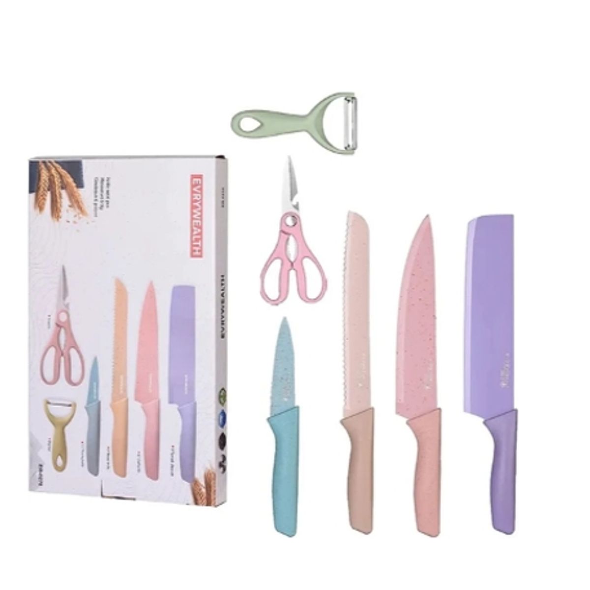 GENERICO - Set De 6 Cuchillos Colores Cocina Decoracion