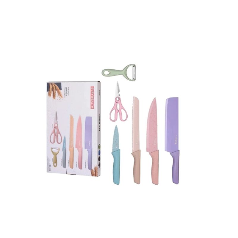 GENERICO - Set De 6 Cuchillos Colores Cocina Decoracion
