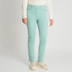 CURVI - Skinny Jeans Con Push Up Y Pretina Elasticada Verde Menta Mujer