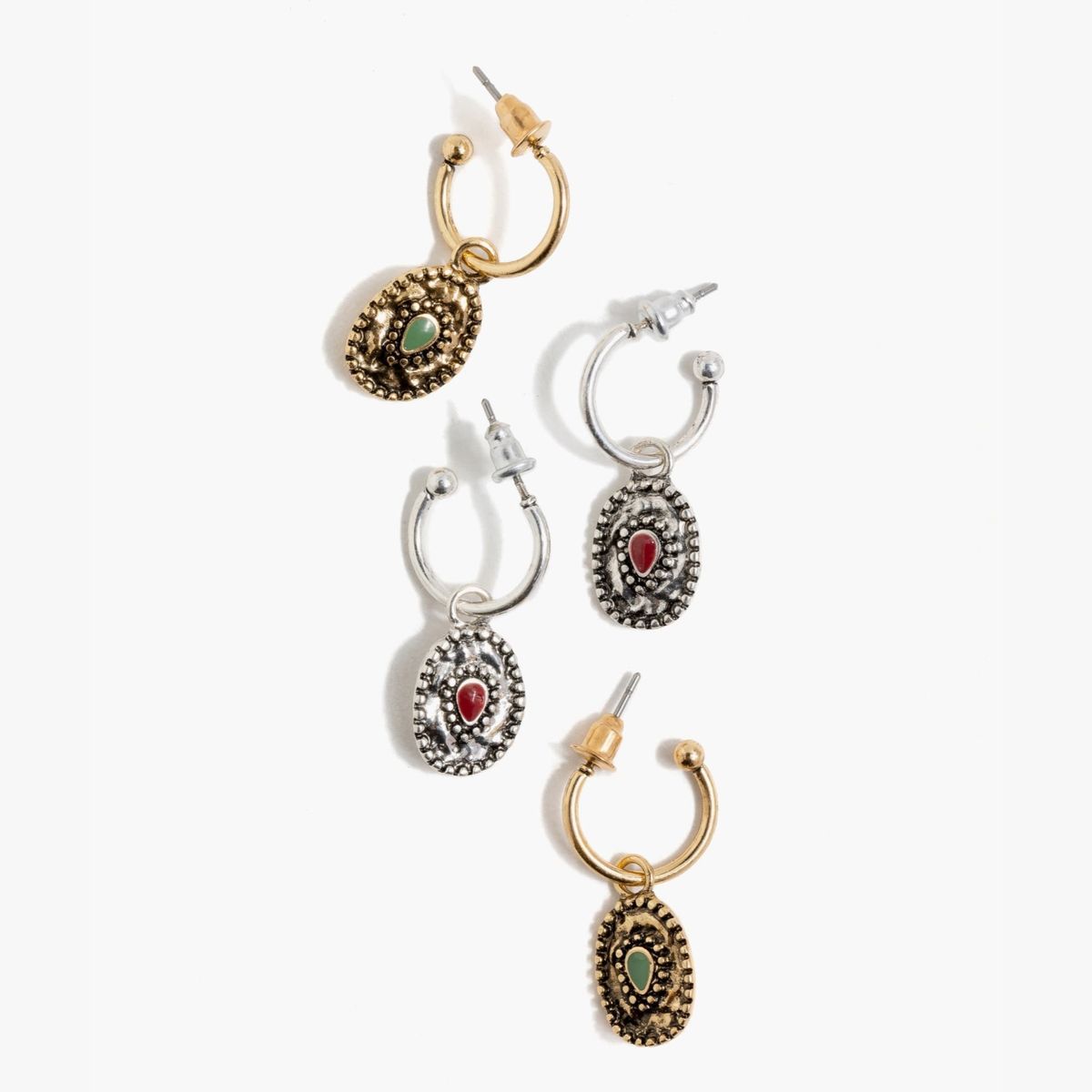 LOUNGE - Aros Mujer Moneda Textura Dorado