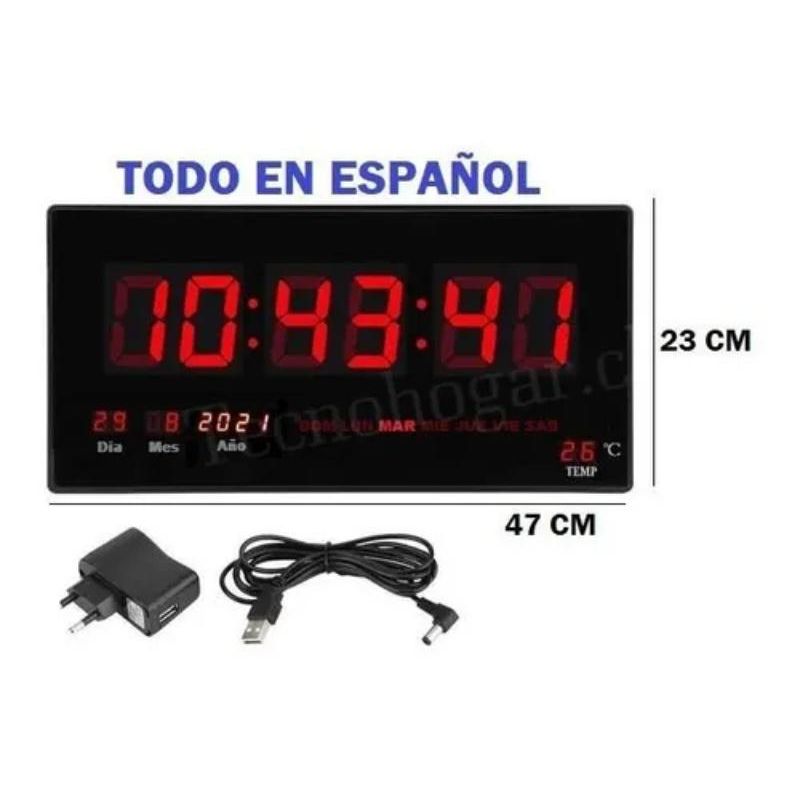 GENERICO - Reloj Digital Led Empresa Temperatura Oficina Modelo Grande