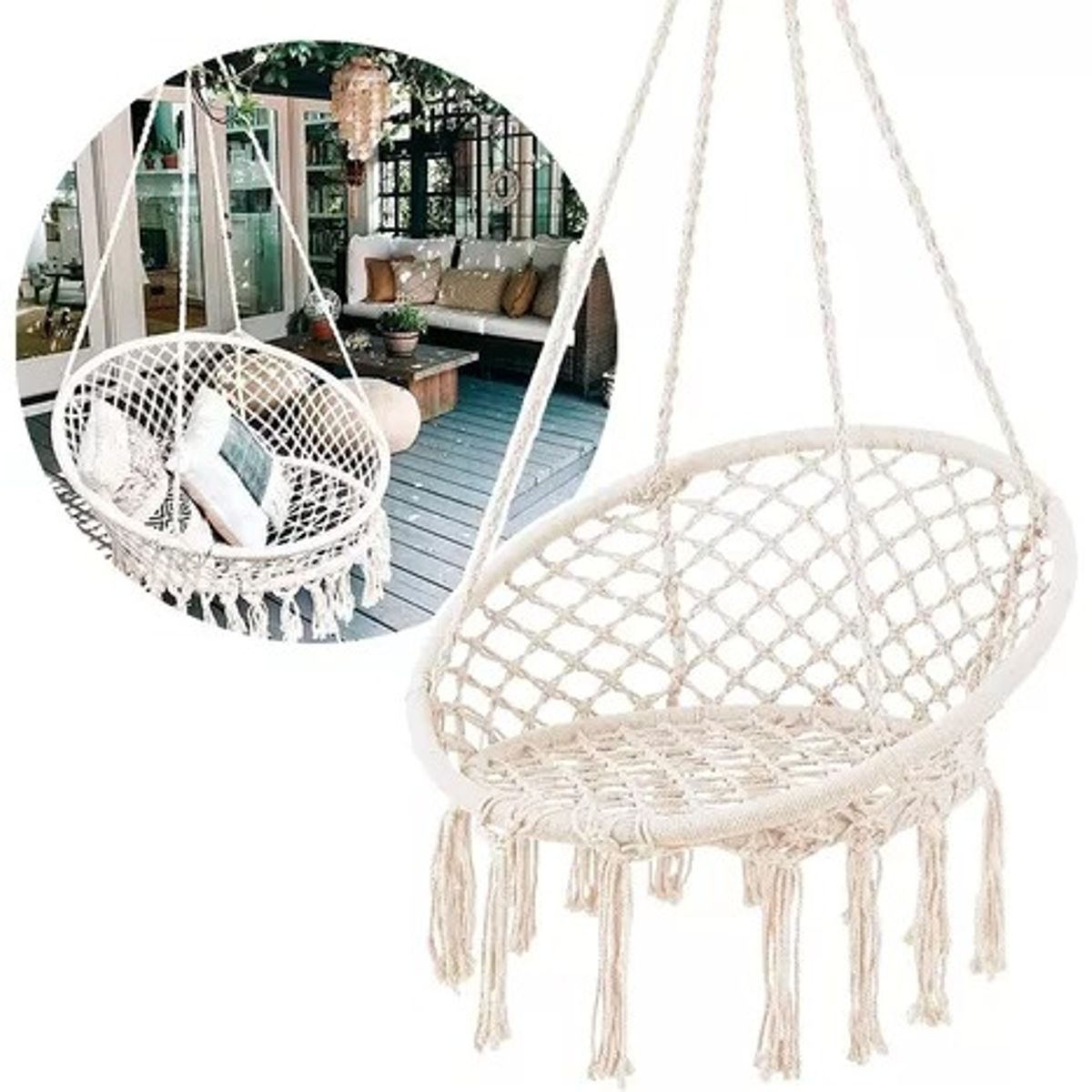 GENERICO - Silla Hamaca Colgante Para Terraza O Jardín BEIGE