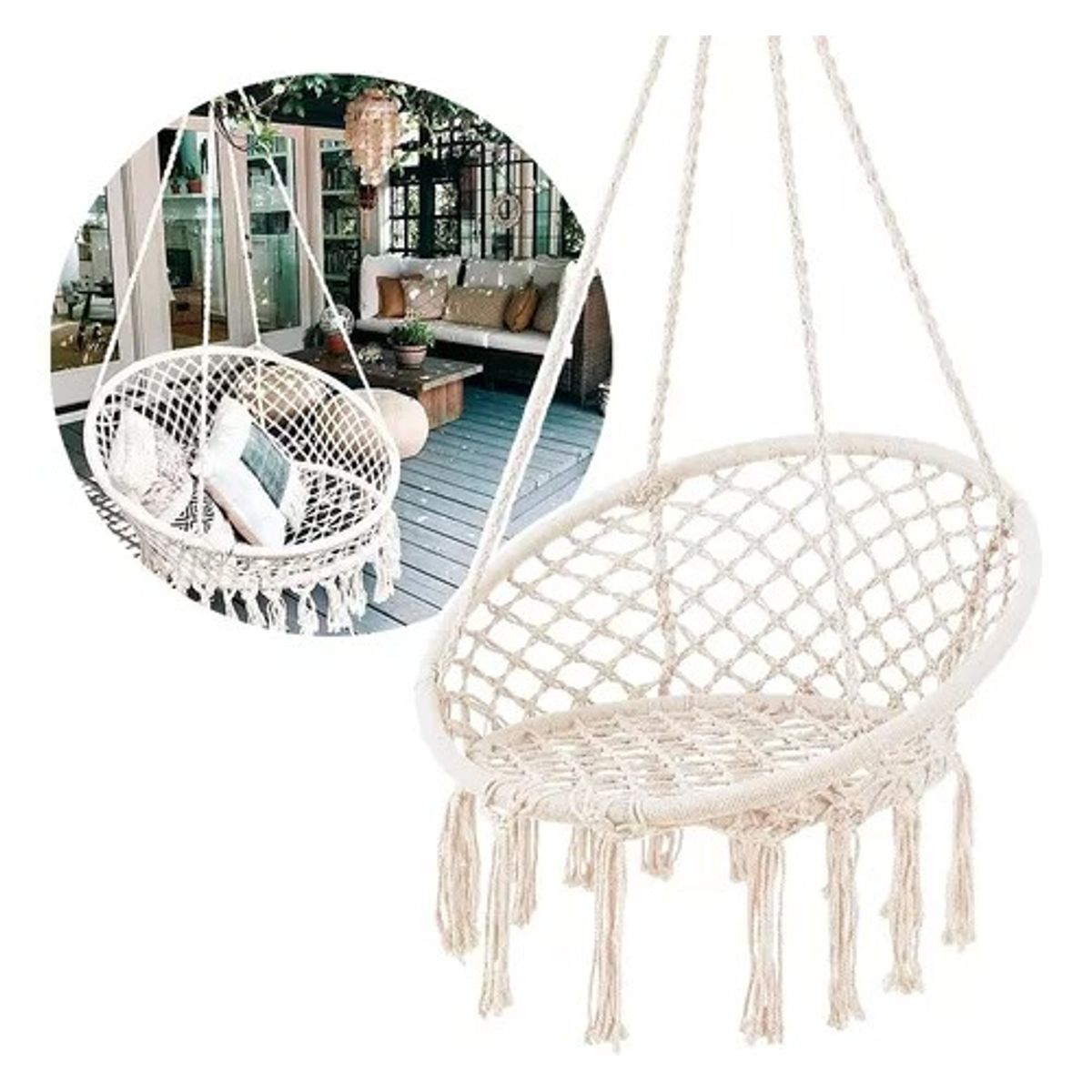 GENERICO - Silla Hamaca Colgante Para Terraza O Jardín BEIGE