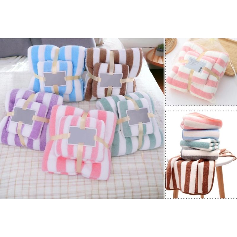 GENERICO - Toalla De Baño 2 Piezas 76 cm x 37 cm / 90 cm x 140 cm Rosado