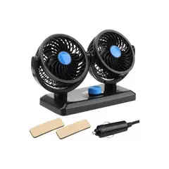 GENERICO - Ventilador 12v Auto Vehiculo Doble 360° 2 Velocidades