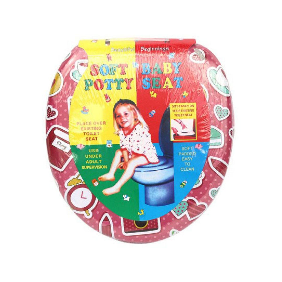 GENERICO - Asiento De Baño Infantil Rosado Infantil 29x26x7cm