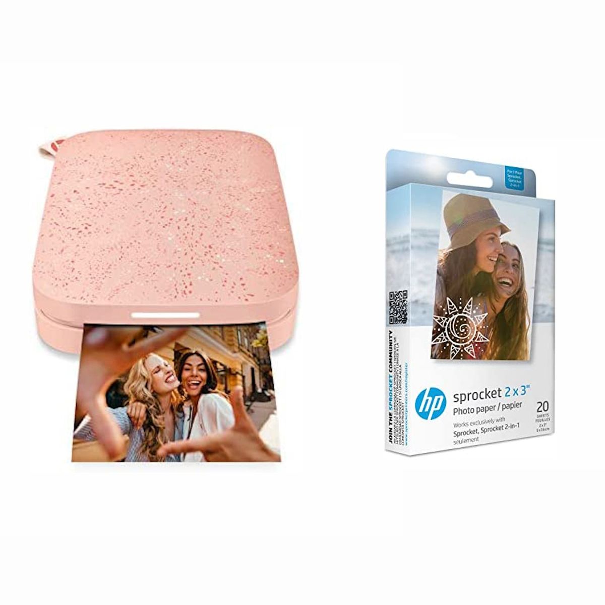 HP - Impresora de Foto Hp Sprocket Rosada Portátil + 20 Papeles 5x7,6cm