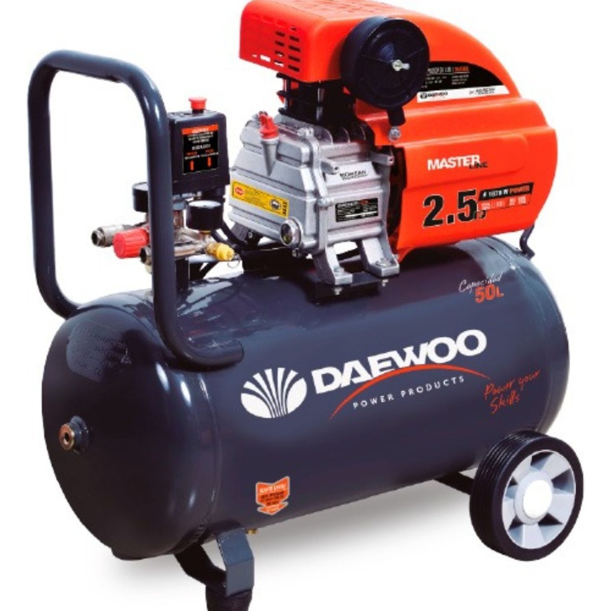 DAEWOO - Compresor Eléctrico Daewoo DAC50D 50L 25HP + Kit de Accesorios