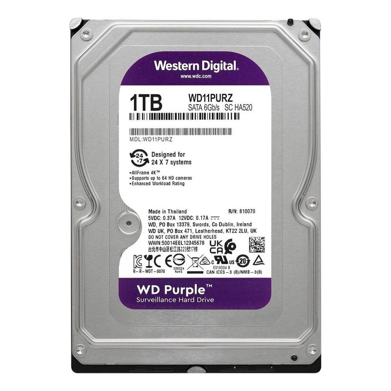WESTERN DIGITAL - Disco Duro Western Digital Wd Purple 3.5 1tb Sata 5400 Rpm