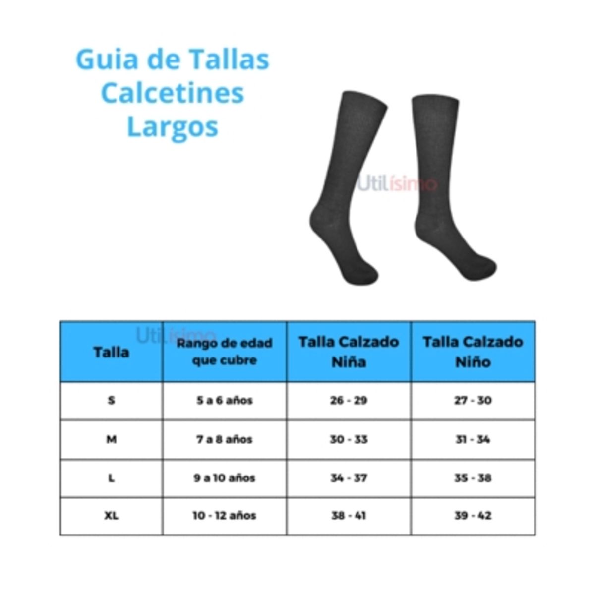 UTILISIMO - Pack 1 Calcetines Escolar Largo Azul Acrílico OMAS