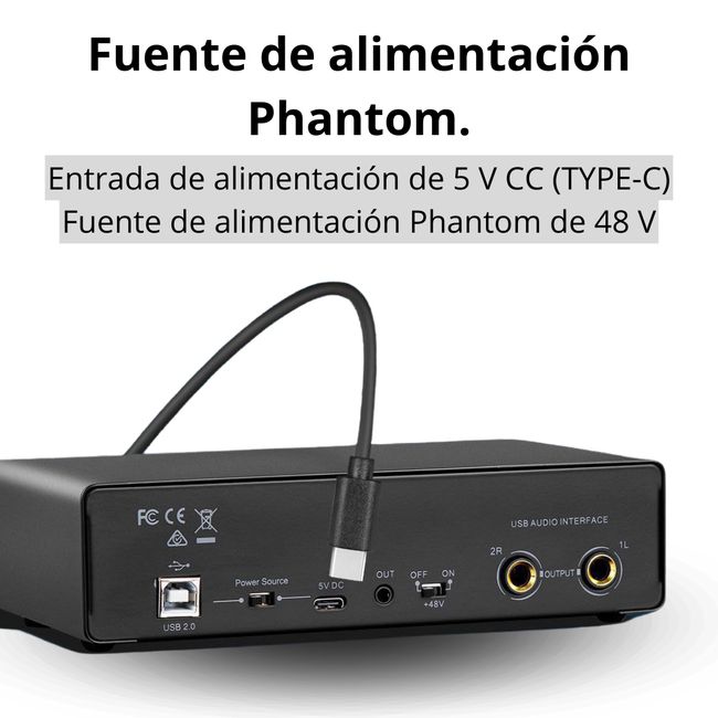 CRUSEC - Interfaz De Audio Tarjeta De Sonido Phantom Pc Estudio Mic