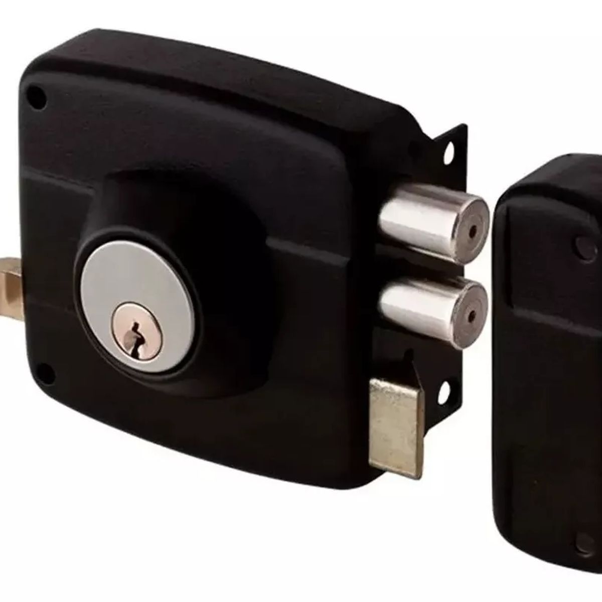 GENERICO - Chapa Cerradura Doble Cerrojo Con Cilindro Para Sobreponer