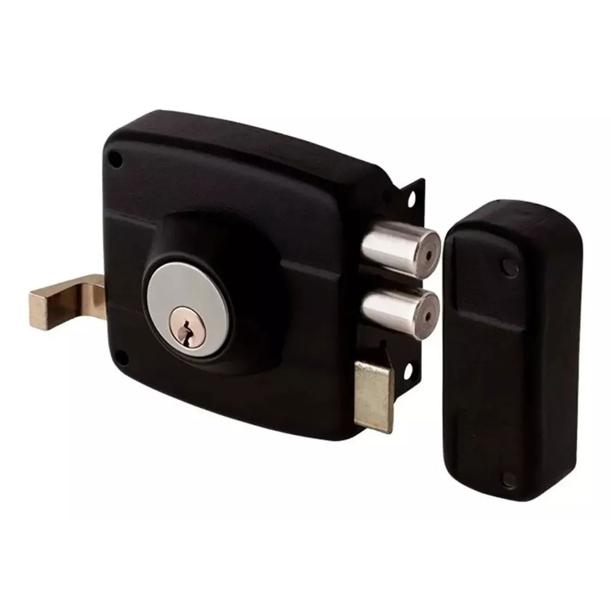 GENERICO - Chapa Cerradura Doble Cerrojo Con Cilindro Para Sobreponer