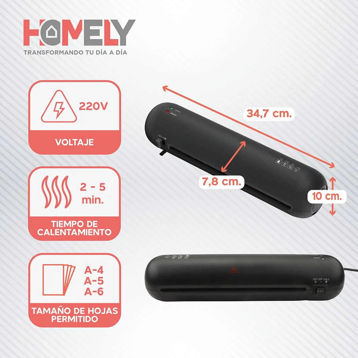 HOMELY - Termolaminadora 6 en 1 + Accesorios + 100 Láminas