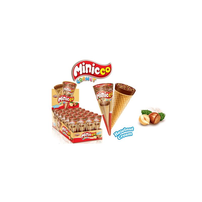GENERICO - Pack Display 24 Conos Rellenos Crema De Avellana Minicco  GENERICO