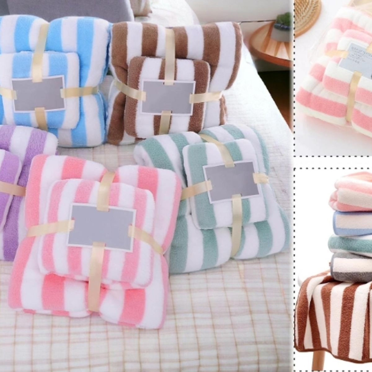 GENERICO - Toalla De Baño 2 Piezas 76 cm x 37 cm / 90 cm x 140 cm Celeste