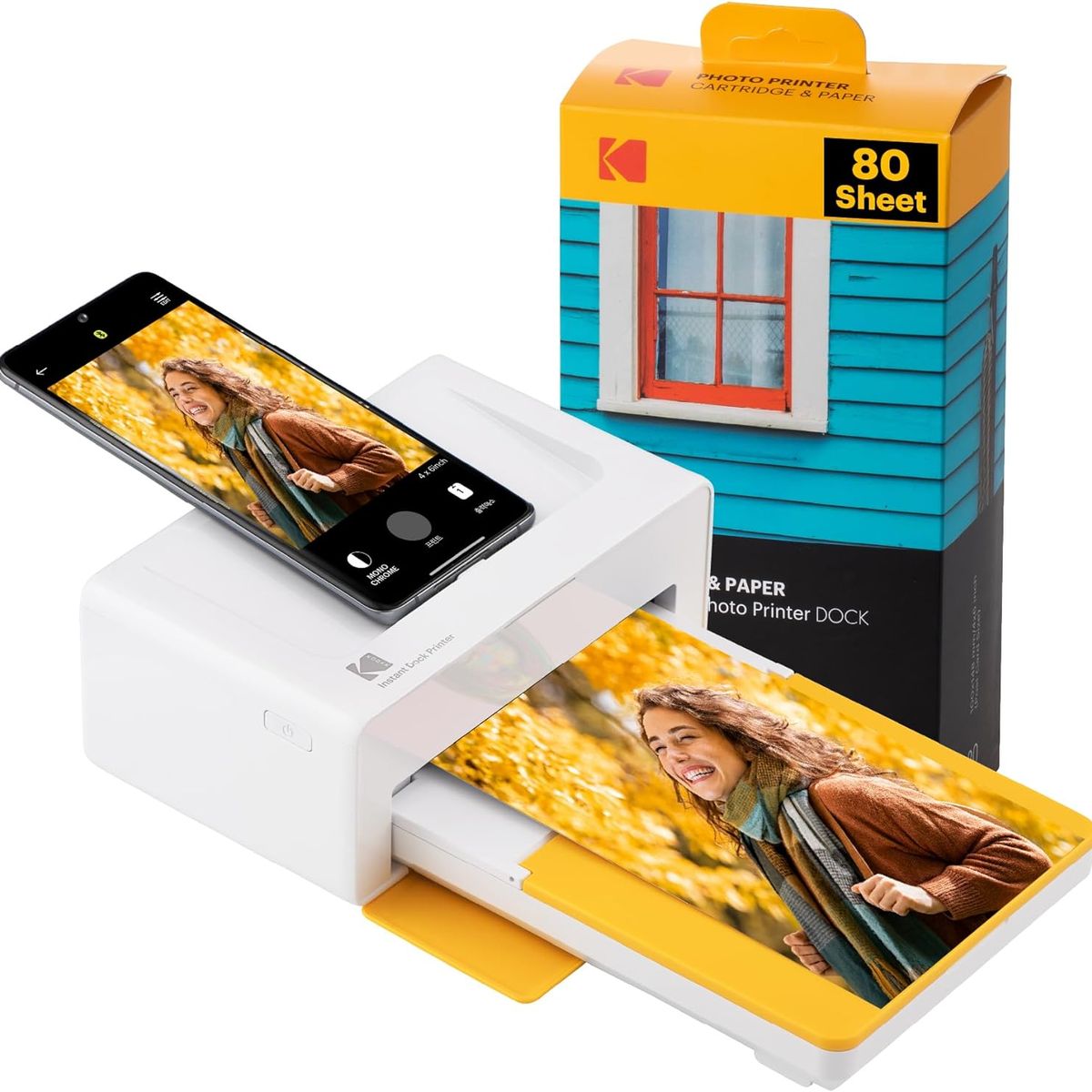 KODAK - Set Impresora De Fotos Kodak Dock Plus + 80 papeles (Fotos 10x15 cm)