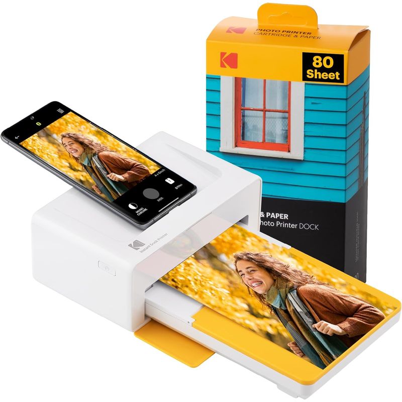 KODAK - Set Impresora De Fotos Kodak Dock Plus + 80 papeles (Fotos 10x15 cm)