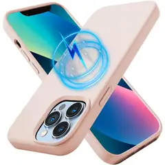 GENERICO - Carcasa Silicona para iPhone 15 Pro Rosada Magnetica